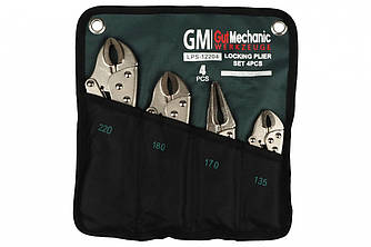 Набір щипців (кліщів) затискних з фіксатором GUT Mechanic 4шт (220/180/170/135 мм) LPS-12204