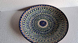 Ляган – велика керамічна тарілка ручної роботи, Ріштан, діаметр 42 см, з візерунком міхроб