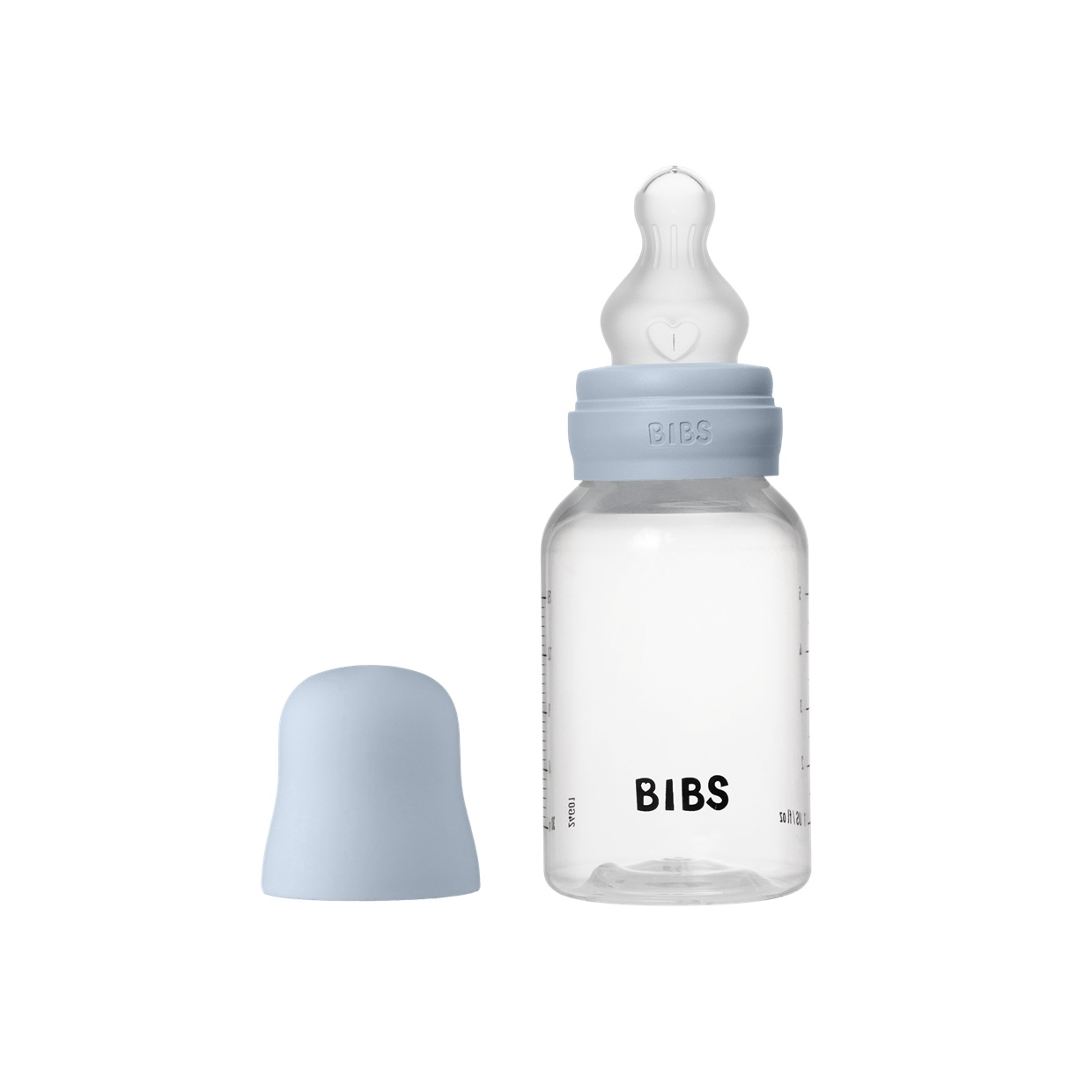 Дитяча пластикова пляшечка BIBS Baby Bottle Round Silicone 150 мл Slow Flow (повільний потік) Baby Blue, фото 1