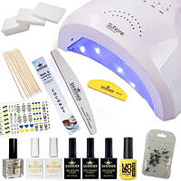 Набір стартовий для починаючого майстра манікюру/педикюру з лампою SUNone і гель-лаками Дизайнер AS-26