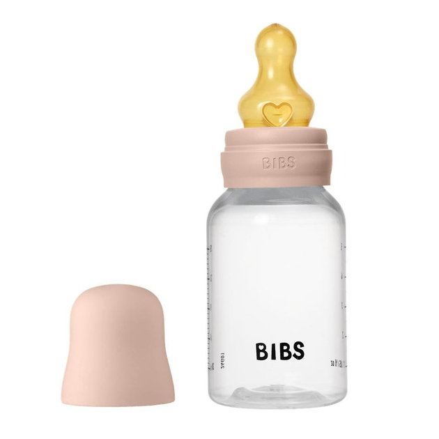 Дитяча пластикова пляшечка BIBS Baby Bottle Round Latex 150 мл Slow Flow (повільний потік) Blush, фото 1