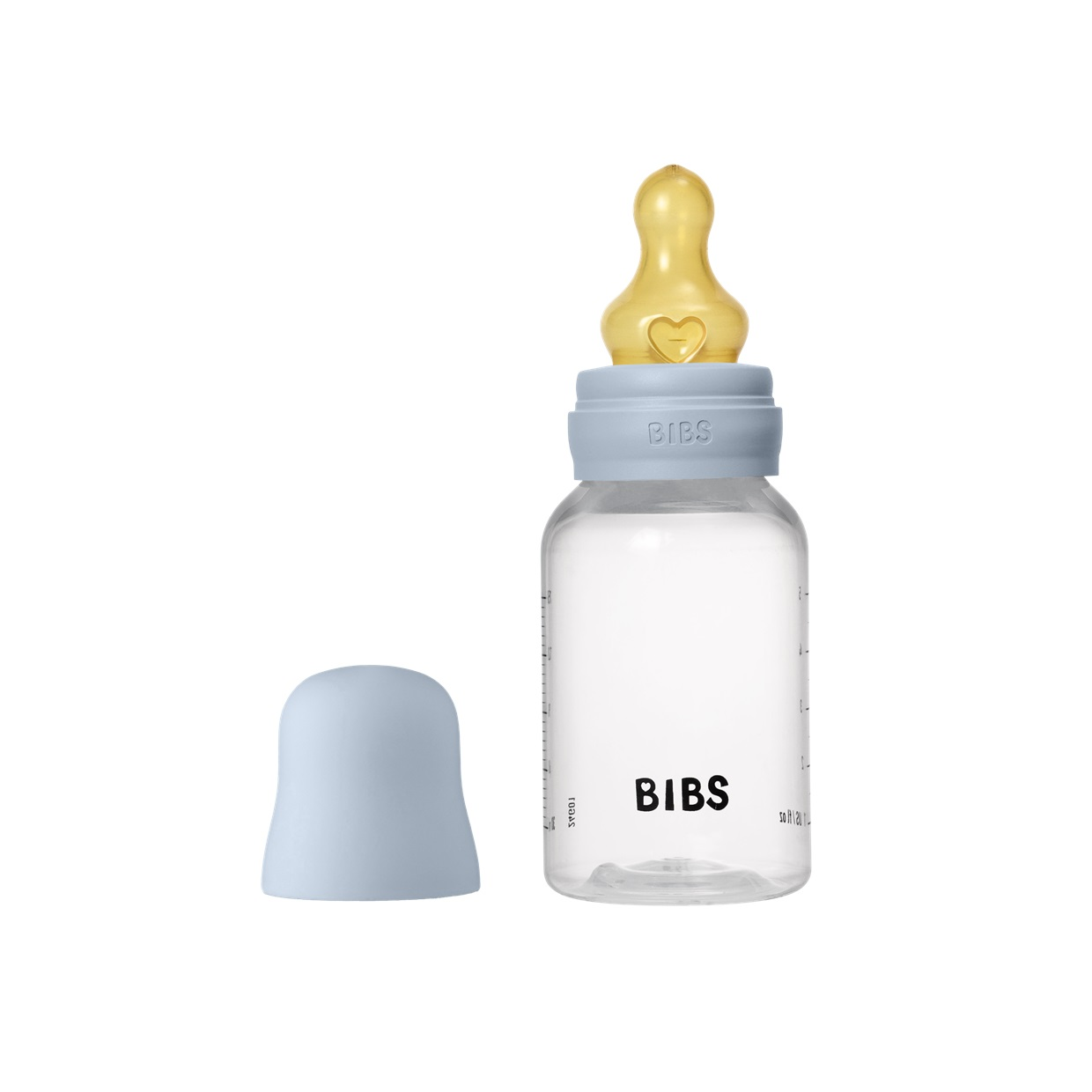 Дитяча пластикова пляшечка BIBS Baby Bottle Round Latex 150 мл Slow Flow (повільний потік) Baby Blue, фото 1