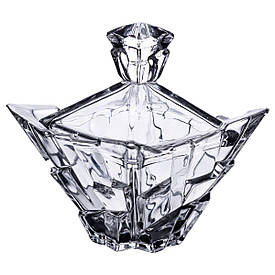 Цукорниця з кришкою 10×10×12 см ваза цукорниця квадратна скляна HP-4-118