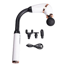 Перкусійний ручний масажер акумуляторний 17 Вт зарядка від USB до 3200 об/хв Білий HP-11-11W