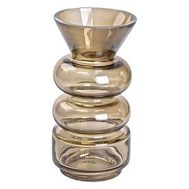 Ваза для квітів скло 18 см декоративна ваза прозора для декору 650 мл Коричнева HP-10-15