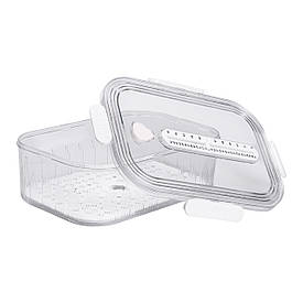 Контейнер для їжі пластиковий 32.5х22.5х11 см харчовий контейнер з індикатором дати 4.2 л Білий HP-27-2