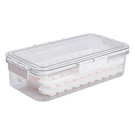 Контейнер для заморозки льоду з кришкою 72 відсіку 30.5х16х7.5 см харчовий контейнер пластиковий Бежевий HP-27-9