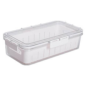 Контейнер для їжі герметичний 31х16х7.5 см судок для їжі пластиковий зі знімною підставкою 2 л Білий HP-27-12