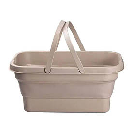 Складний кошик для пікніка з кришкою-столиком 44.8х26х14 см Бежевий SJ-0120BE