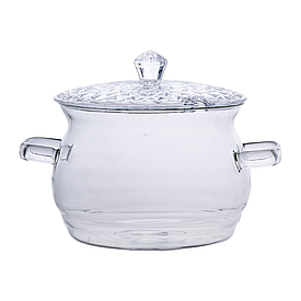 Каструля скляна з кришкою 2 літри з боросилікатного скла посуд супниця скляна з кришкою HP-34-6