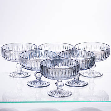 Набір креманок на ніжці 6 шт 300 (мл) Блакитний HP-19-70