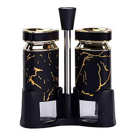 Набір для спецій на підставці солонка і перечниця по 120 мл Чорний HP-1353