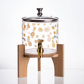 Лимонадниця з краном на дерев'яній підставці 2.6 л скляна HP-34-16