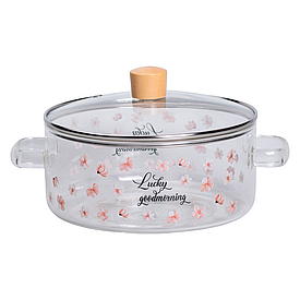 Скляна каструля прозора 2.5 літр з кришкою HP-34-20