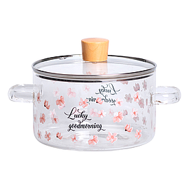 Скляна каструля прозора 1.7 літр з кришкою жароміцна HP-34-22