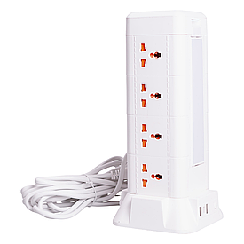 Мережевий фільтр подовжувач 4.8 м з лампою на 12 універсальних розеток з 2 USB 1 Type-C бездротова зарядка HP-5-11MF