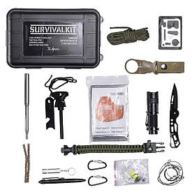 Туристичний набір для виживання в пластиковому чохлі 18х11х5 см похідний набір інструментів для кемпінгу Lugi HP-D-1