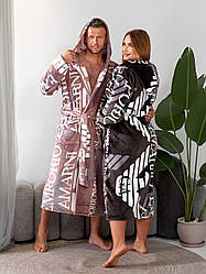 Халат махровий унісекс ARMANI у чорному кольорі