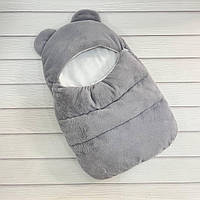 Спальник Ведмедик для новонароджених (штучне хутро кролик) сірий