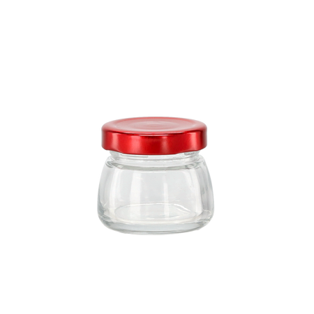БАНКА 75 МЛ З ЧЕРВОНОЮ МЕТАЛЕВОЮ КРИШКОЮ, упаковка = 12 шт., фото 1