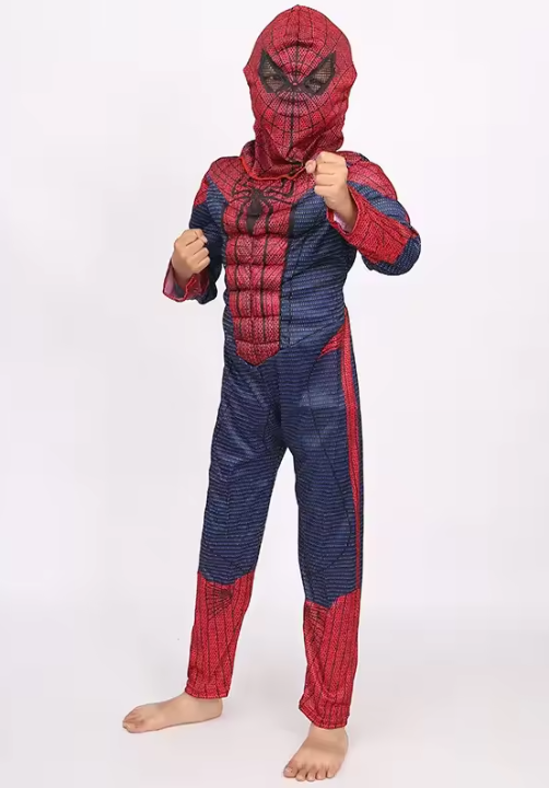 Костюм Людини-Павука з м’язами для хлопчика Спайдермен, комбінезон і маска-балаклава зріст 95–140 см