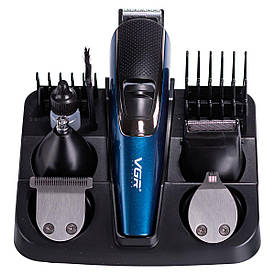 Машинка тример для стрижки 4в1 з насадками Синій VGR V-172