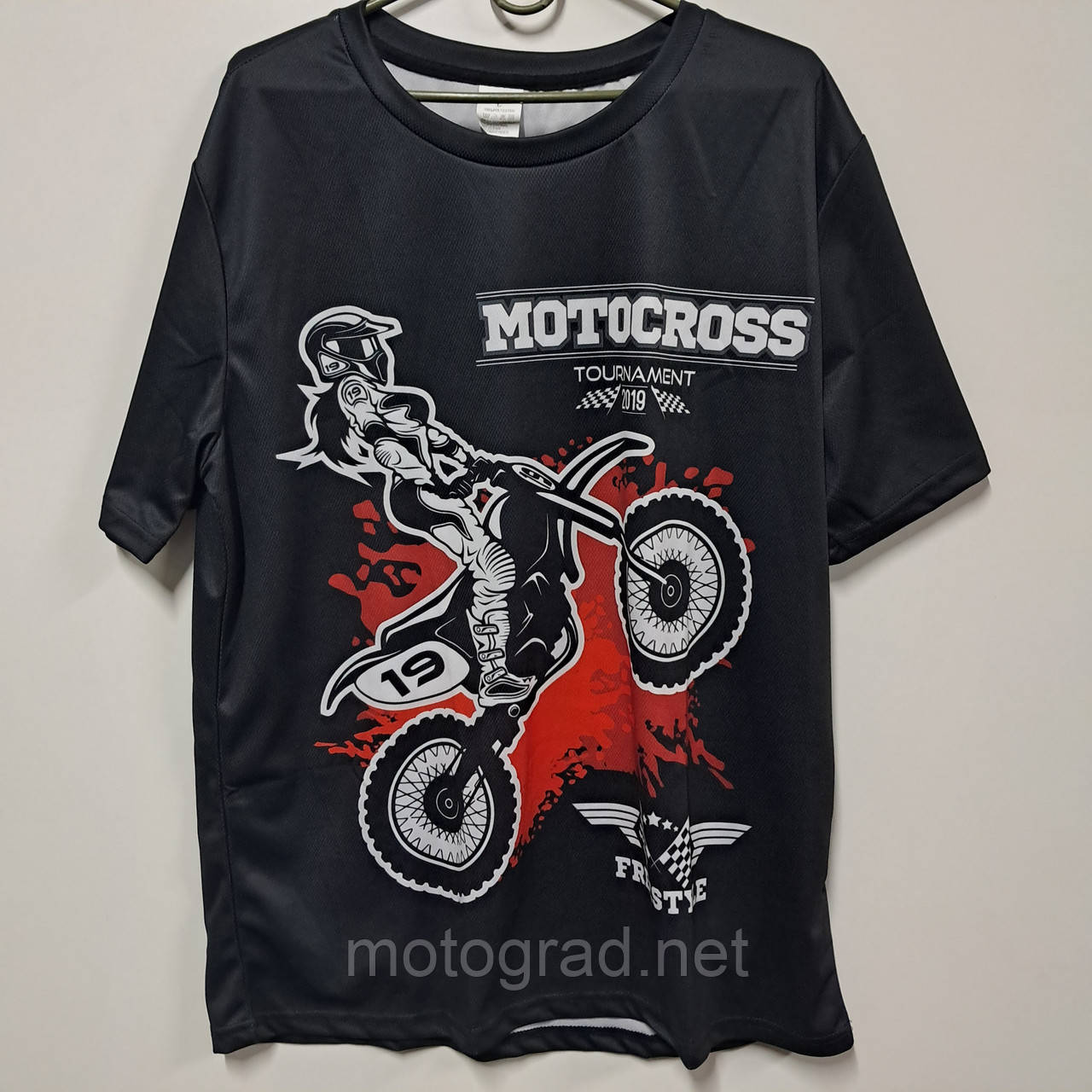 Мото Футболка Motocross 19 чорна розмір L, фото 1