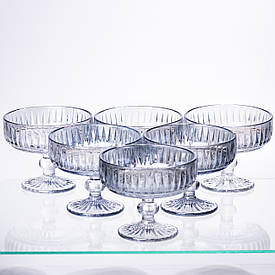 Набір креманок на ніжці 6 шт 300 (мл) Блакитний HP-19-70