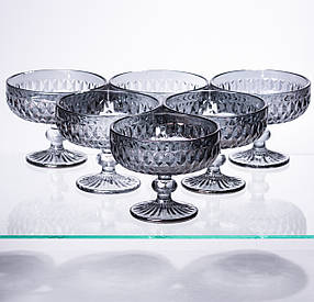 Набір креманок на ніжці 6 шт 300 (мл) Сірий HP-19-118