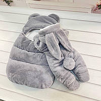 Комплект Зайчик для новонароджених (штучне хутро кролик) сірий