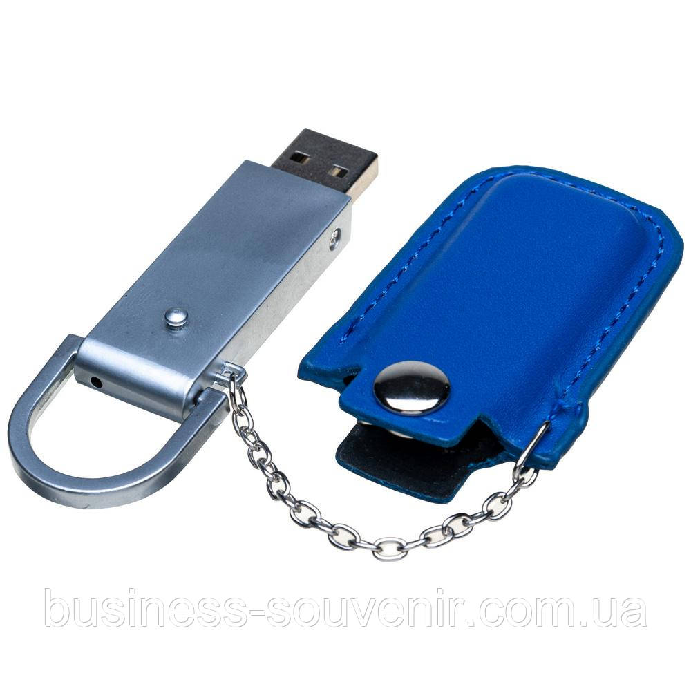 Флеш-пам'ять 128 ГБ металева в шкіряному чохлі під логотип