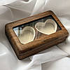Коробочка для двух каблучок дерев'яна Double Heart — Футляр скринька для весілля, з натурального американського горіха, фото 9