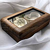 Коробочка для двух каблучок дерев'яна Double Heart — Футляр скринька для весілля, з натурального американського горіха, фото 10