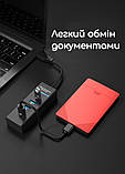 USB хаб 3.0 USB-A 4 порти (USB3.0 + USB2.0) чорний. Шнур 1.2м, фото 5