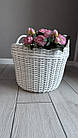 Кошик білий для дров із ручками зі штучного ротанга ручної роботи, фото 4