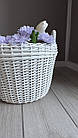 Кошик білий для дров із ручками зі штучного ротанга ручної роботи, фото 3