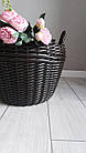 Дровник плетений зі штучного ротанга ручної роботи коричневий 20 л, фото 7
