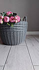 Сірий корзина з ротанга, кошик плетений зі штучного ротанга,  дровник з ручками 20 л, фото 3