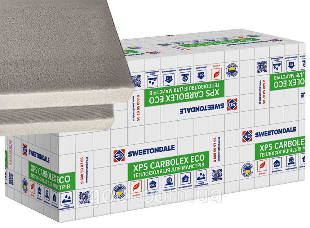Carbolex Sweetondale Carbon Eco 20мм екструдований пінополістирол ЕППС 1180х580х20 мм в упаковці 20 аркушів, фото 1