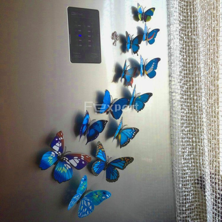 Объемные 3D бабочки на стену (обои) для декора (синие) - фото 4 - id-p475265732
