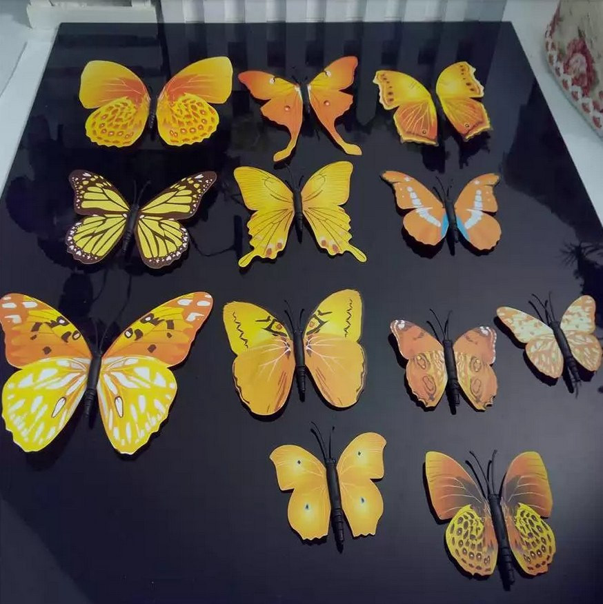 Объемные 3D бабочки на стену (обои) для декора желтые - фото 3 - id-p475265733