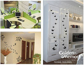 Об'ємні 3D метелики на стіну (шпалери) для декору (рожеві), фото 5