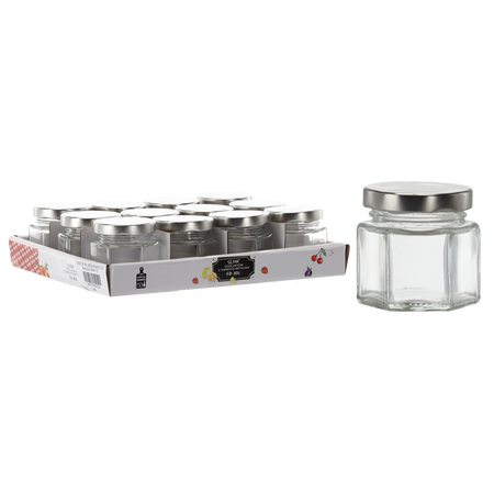 ШЕСТИГРАННА БАНКА 50 МЛ З МЕТАЛЕВОЮ КРИШКОЮ, ДИСТРИБУЦІЯ = 12 ШТ., фото 1