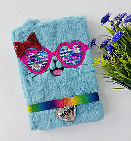 Блокнот А5 Хутро "Котик в окулярах" 80 аркушів У клітину (М-084)