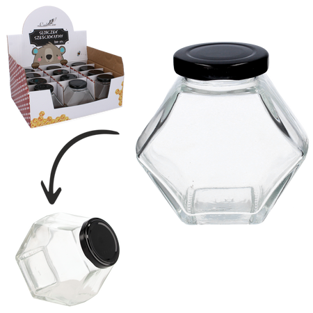 ШЕСТИГРАННА БАНКА З КРИШКОЮ 180 МЛ ДИСПЛЕЙ=12 шт., фото 1