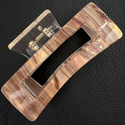 Краб для волосcя акрил глянсовий с визирунками карамельного кольору довжина 4 см ширина 8.5 см, фото 1