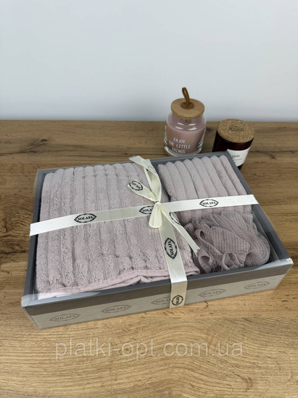 Подарунковий набір рушників "Смужка" з мікрофібри (лавандовий), фото 1