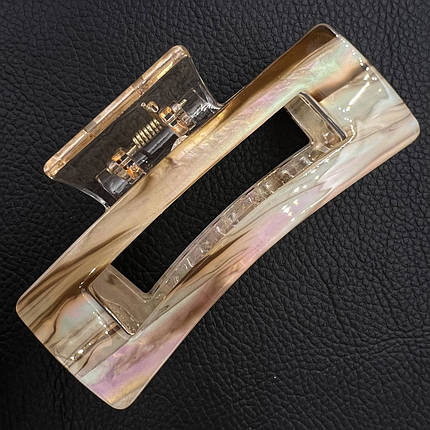 Краб для волосcя акрил глянсовий перламутровий с визирунками різнокольоровий довжина 4 см ширина 8.5 см, фото 1