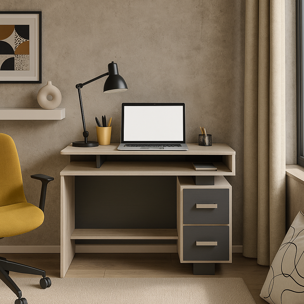 Маленький стильний робочий комп'ютерний письмовий стіл для ноутбука 90 см з тумбою з шухлядами Піксель Летро