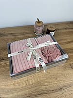 Подарунковий набір рушників "Смужка" з мікрофібри (рожевий)